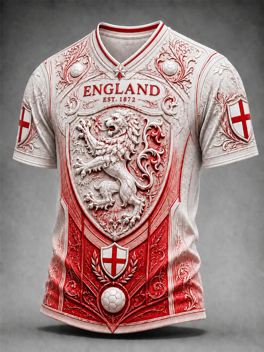Retro England Football Fan Art Print Casual Jersey