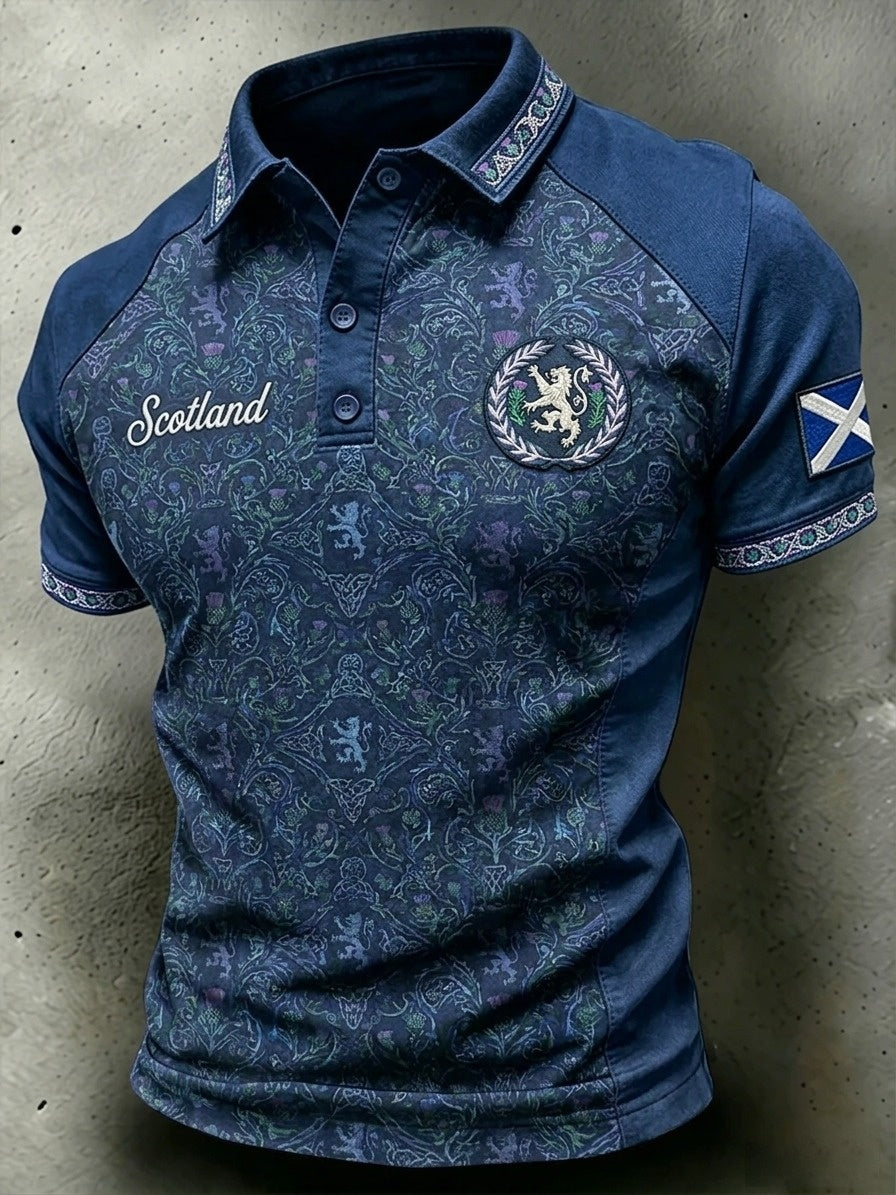 Men's UK Scotland Football Lover 2026 Printed Short-Sleeve Polo Shirt