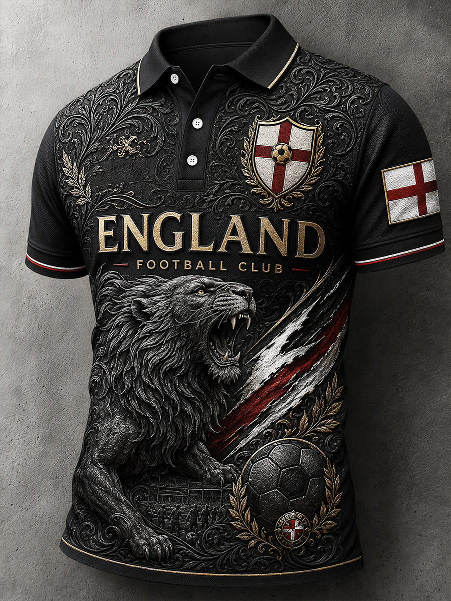 Retro England Football Fan Art Print Casual Jersey