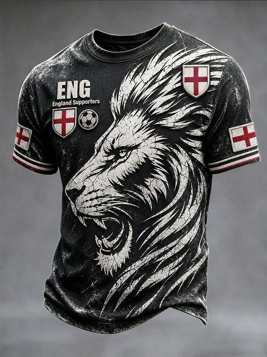 Retro England Football Fan Art Print Casual Jersey