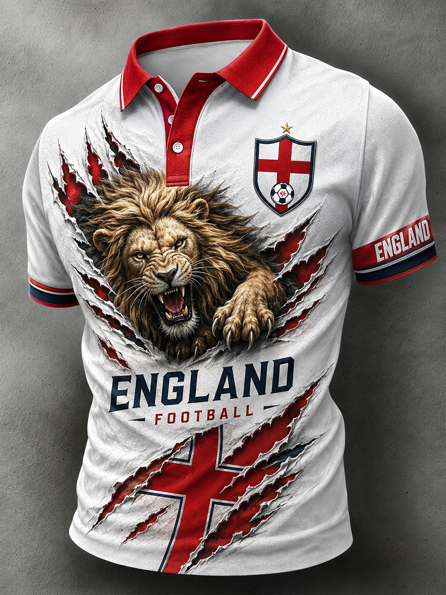 Retro England Football Fan Art Print Casual Jersey