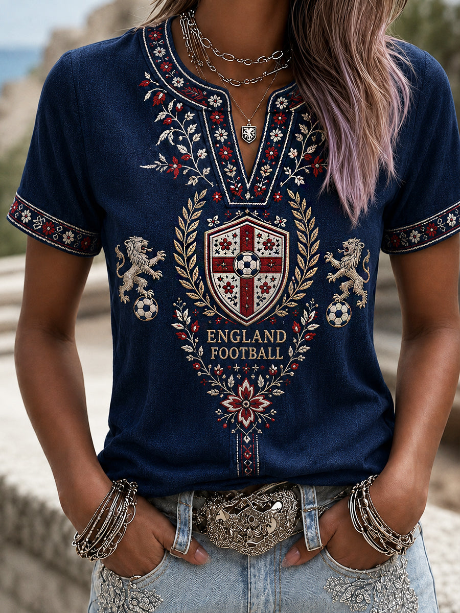 Retro England Football Fan Art Print Casual Jersey