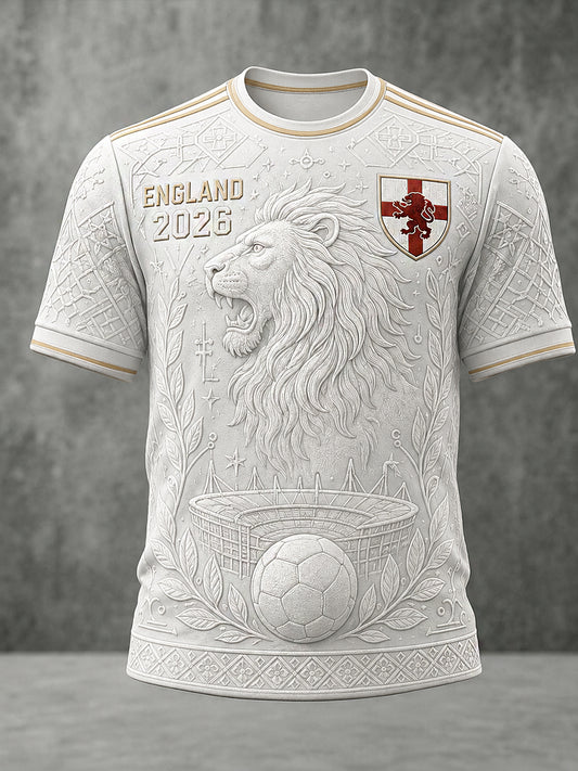 Retro England Football Fan Art Print Casual T-Shirt