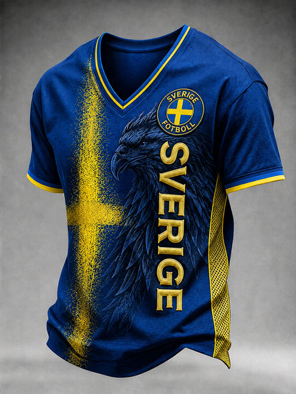 Retro svensk fotbollsfan-konsttryck avslappnad tröja