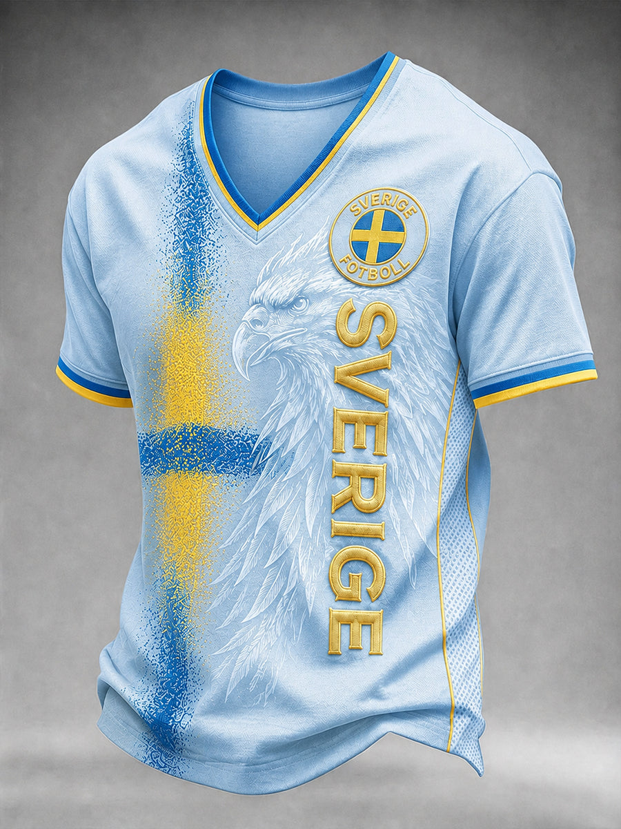 Retro svensk fotbollsfan-konsttryck avslappnad tröja