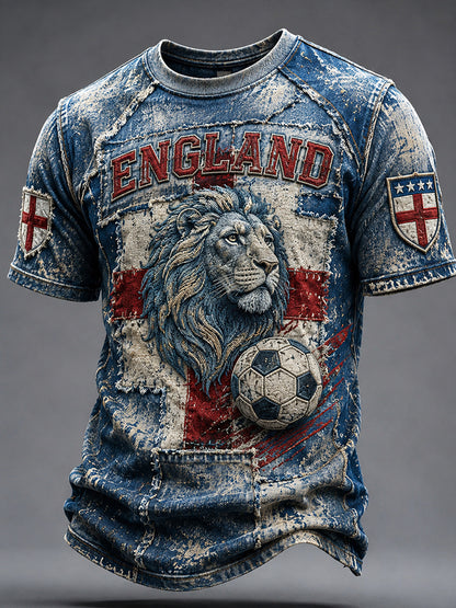 Retro England football fan art print casual jersey