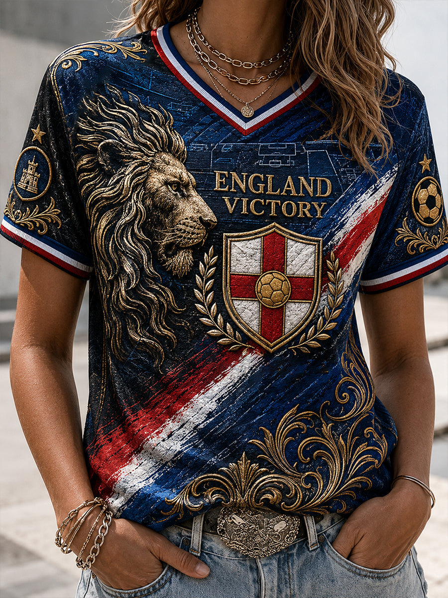 Retro England Football Fan Art Print Casual Jersey