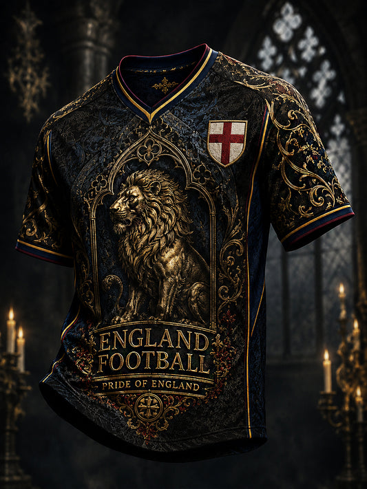 Retro England Football Fan Art Print Casual Jersey