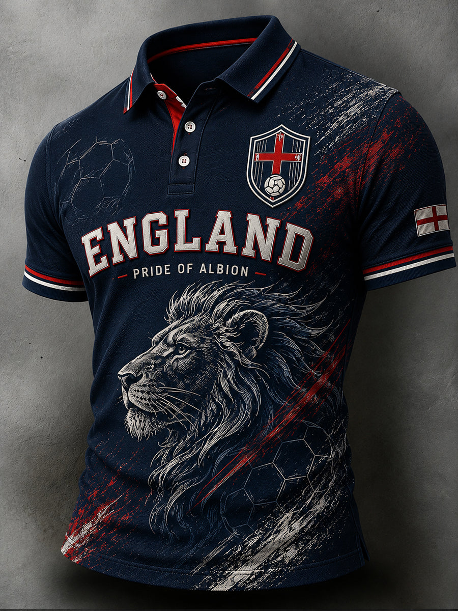 Retro England Football Fan Art Print Casual Jersey