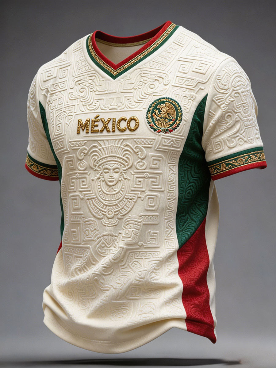 Camiseta estampada con diseño artístico para amantes del fútbol mexicano, para hombre