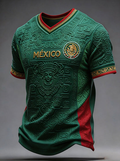 Camiseta estampada con diseño artístico para amantes del fútbol mexicano, para hombre