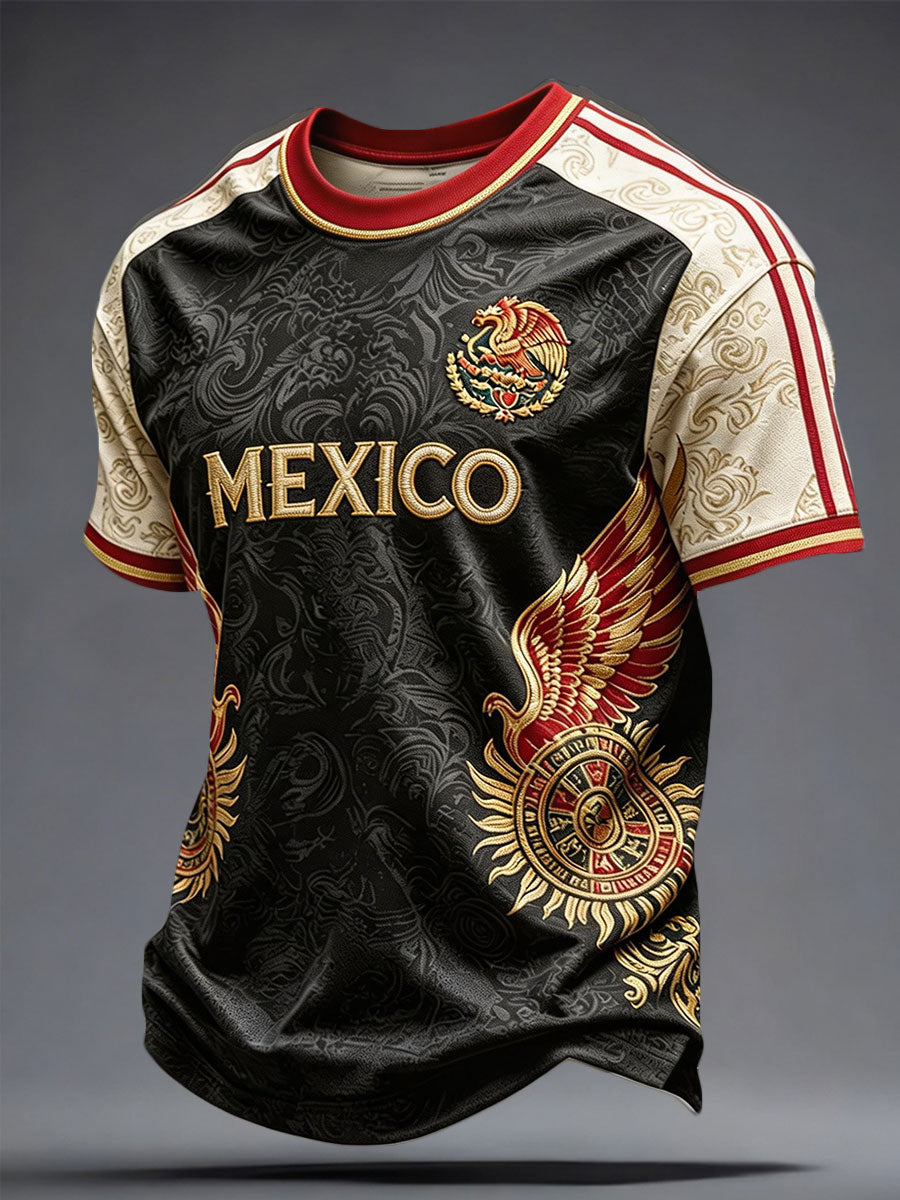 Camiseta impresa arte floral del amante del fútbol de México de los hombres