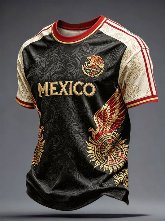Camiseta impresa arte floral del amante del fútbol de México de los hombres