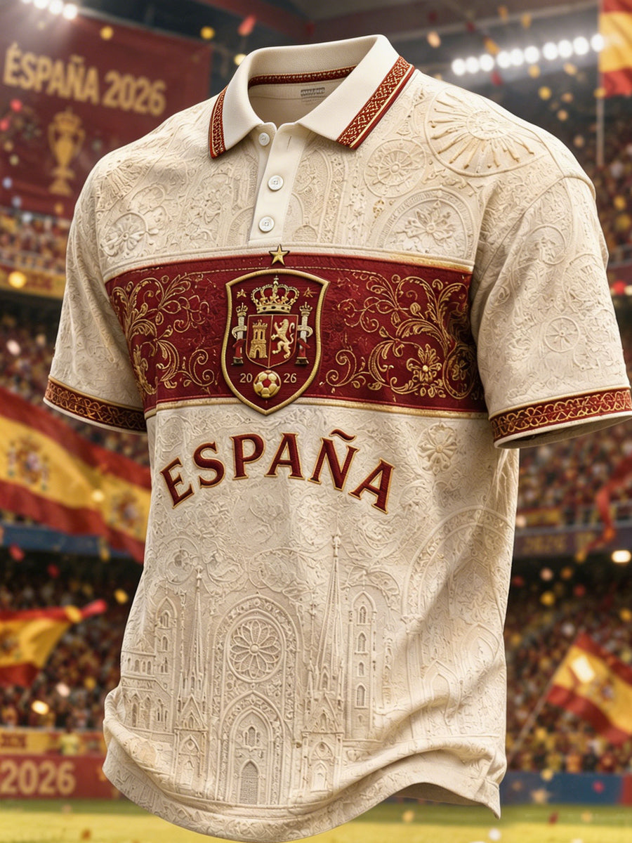 Polo casual estampado para hombres, regalo ideal para aficionados al fútbol