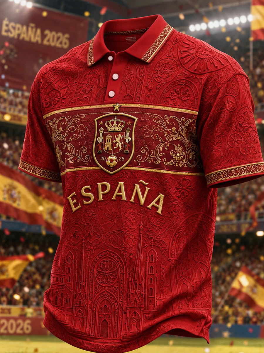 Polo casual estampado para hombres, regalo ideal para aficionados al fútbol
