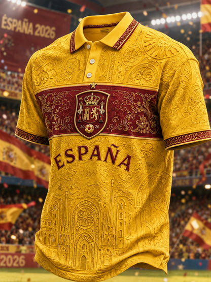 Polo casual estampado para hombres, regalo ideal para aficionados al fútbol