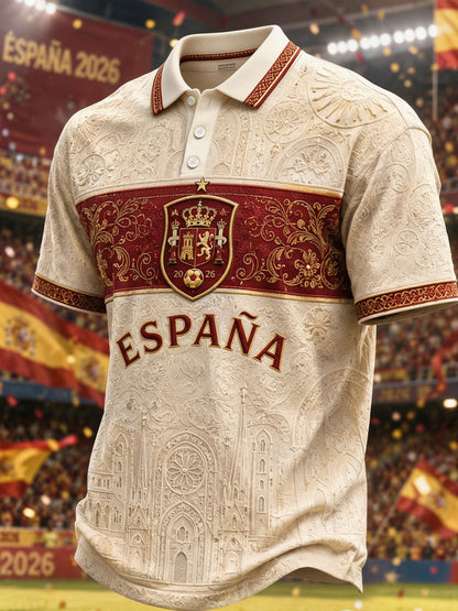 Polo casual estampado para hombres, regalo ideal para aficionados al fútbol
