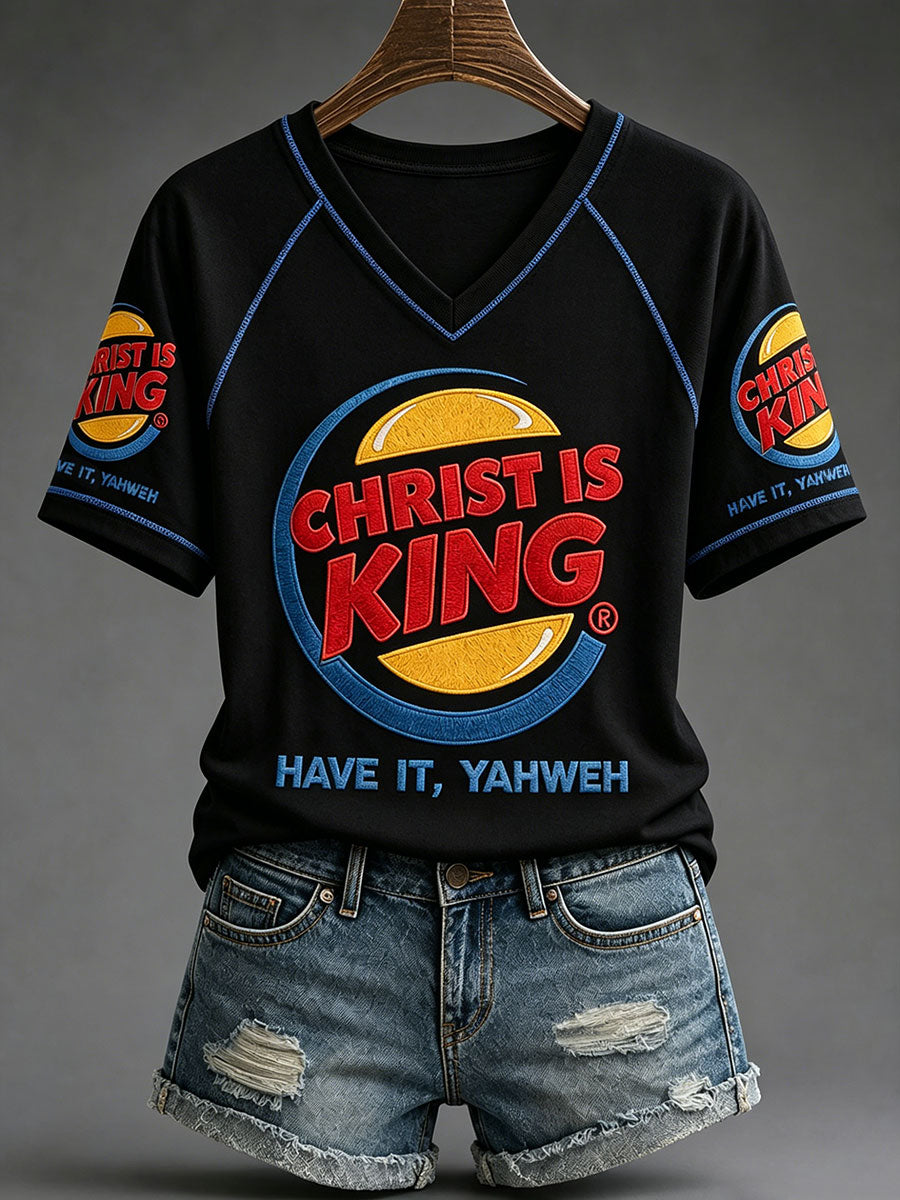 Women's 'Christ is King' V-neck T-shirts