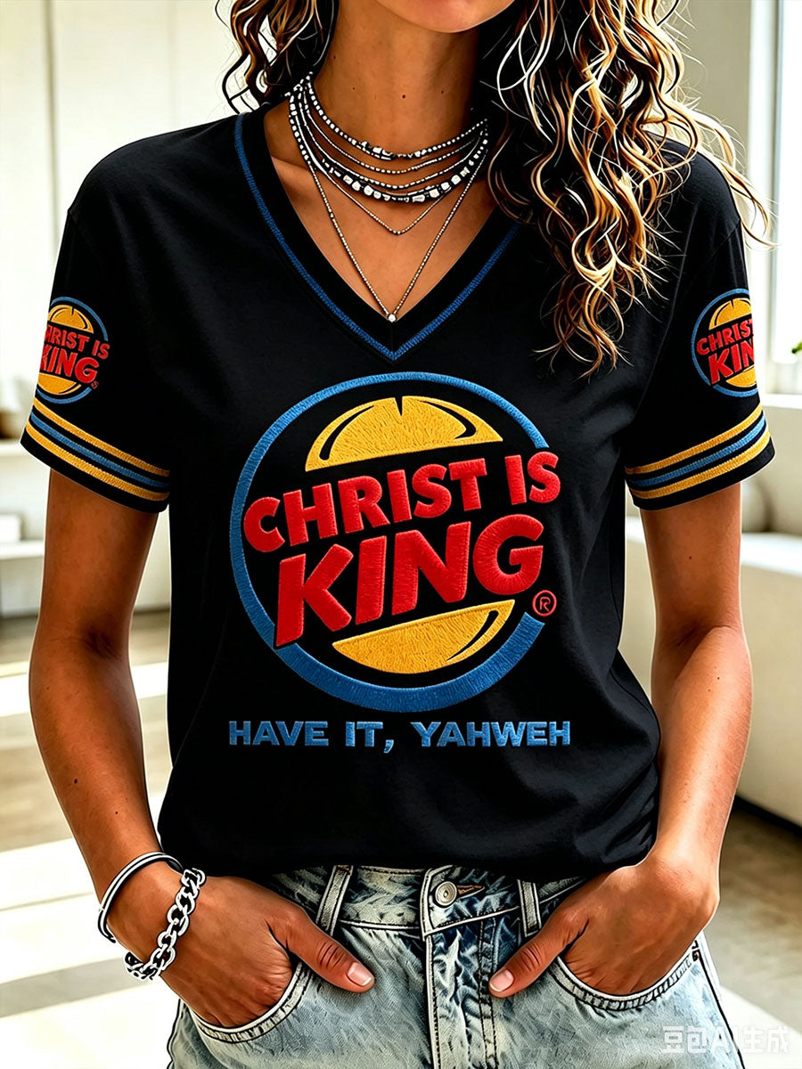 Women's 'Christ is King' V-neck T-shirts