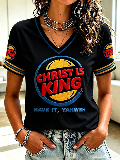 Women's 'Christ is King' V-neck T-shirts