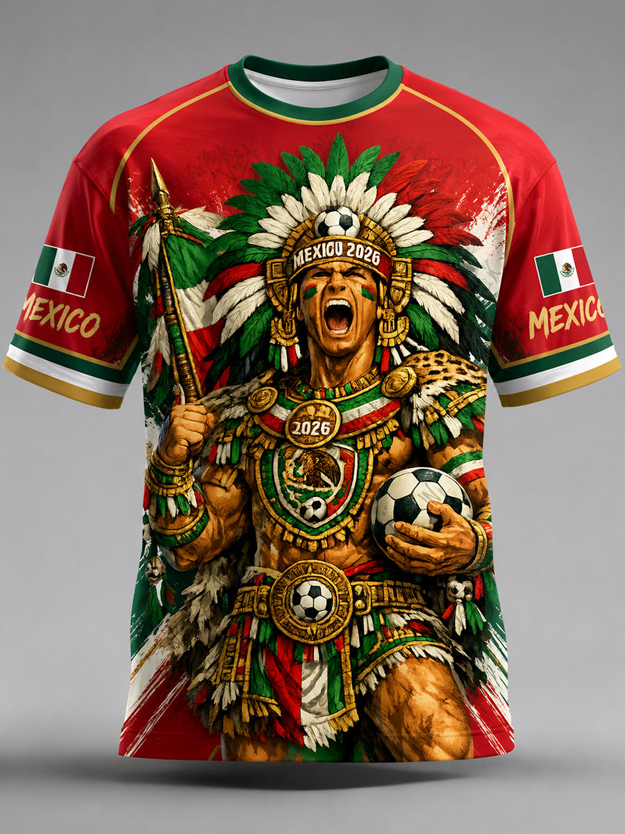 Camiseta mexicana de la impresión del arte del elemento que anima de la pizza del fútbol de los hombres