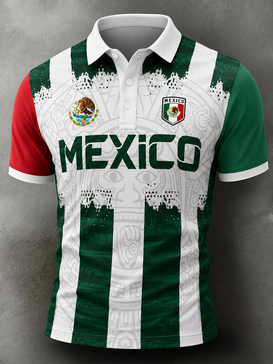 Polo mexicano de la impresión del arte del elemento que anima de la pizza del fútbol de los hombres