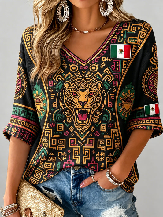 Mujer de fútbol mexicano pizza animando elemento arte impresión superior
