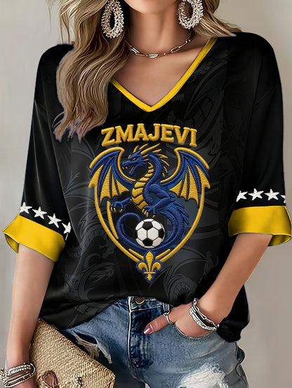 Ženska Bosna ZMAJEVI Nogometni ljubavnik Tiskana T-maja