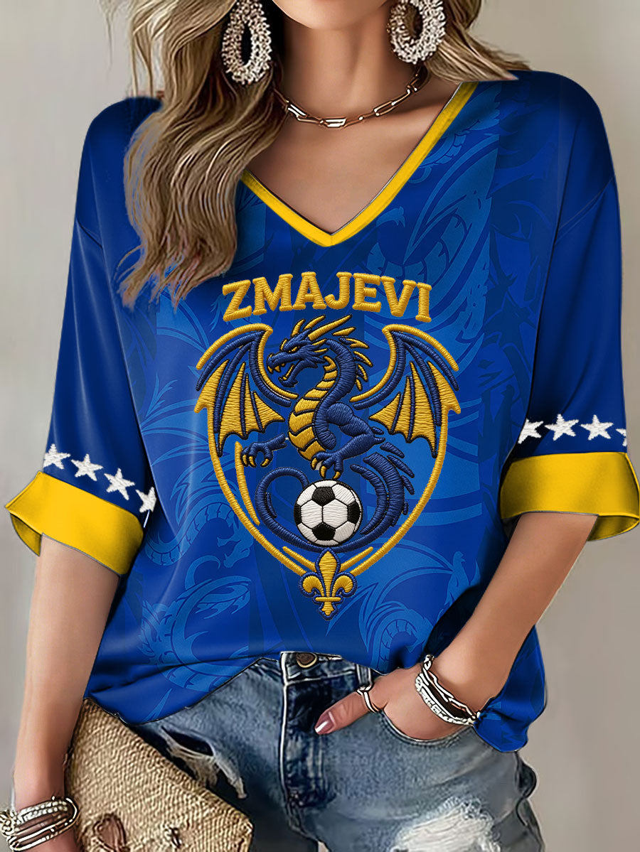 Ženska Bosna ZMAJEVI Nogometni ljubavnik Tiskana T-maja