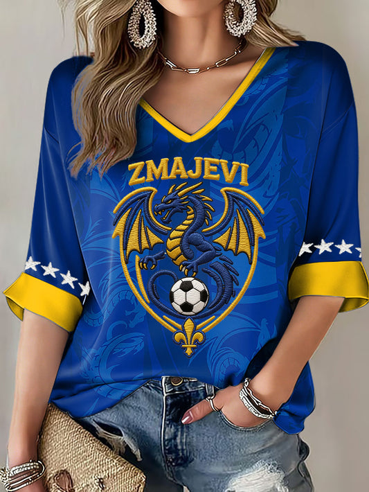 Ženska Bosna ZMAJEVI Nogometni ljubavnik Tiskana T-maja