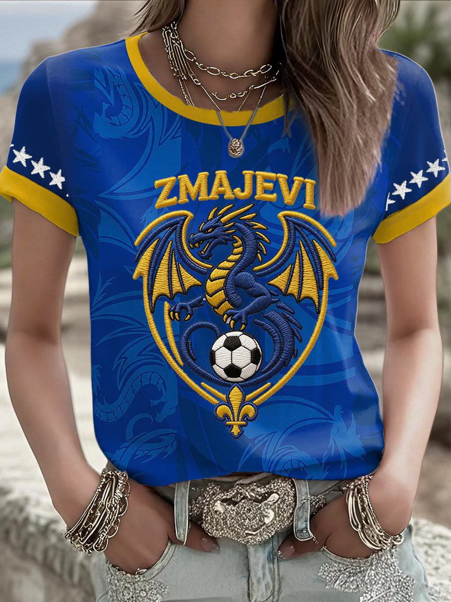 Ženska Bosna ZMAJEVI Nogomet ljubavnik Tiskana majica