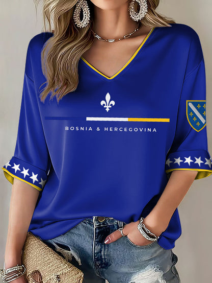 Ženska majica s motom „Bosno ZMAJEVI“ i motivom ljubitelja nogometa