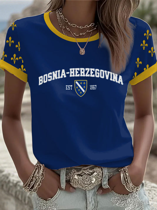 Ženska Bosna ZMAJEVI Nogomet ljubavnik Tiskana kratka majica s rukavom kratkom rukava