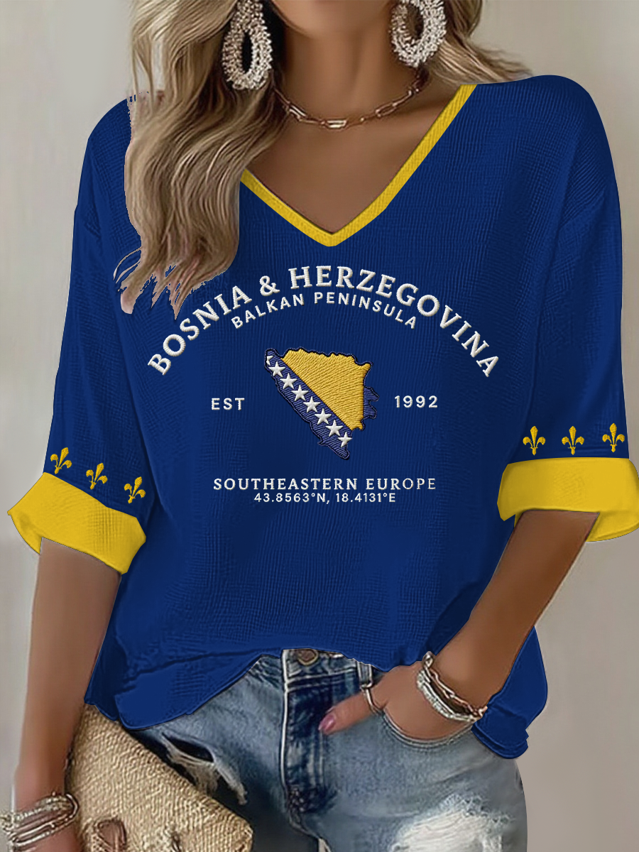 Ženska Bosna ZMAJEVI Nogomet ljubavnik Tiskana Vafl T-majica.