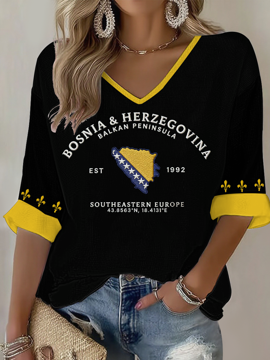 Ženska Bosna ZMAJEVI Nogomet ljubavnik Tiskana Vafl T-majica.