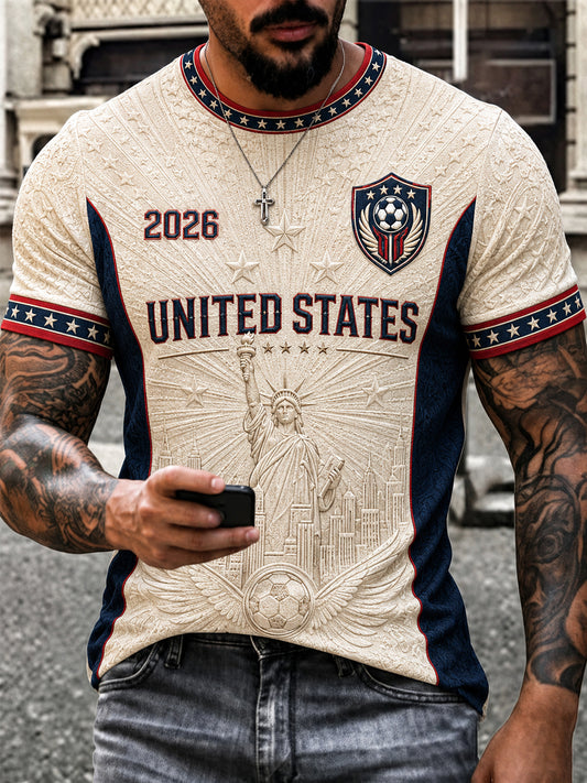 Men's Gift For Soccer Fans Print Casual Short Sleeve T-shirt