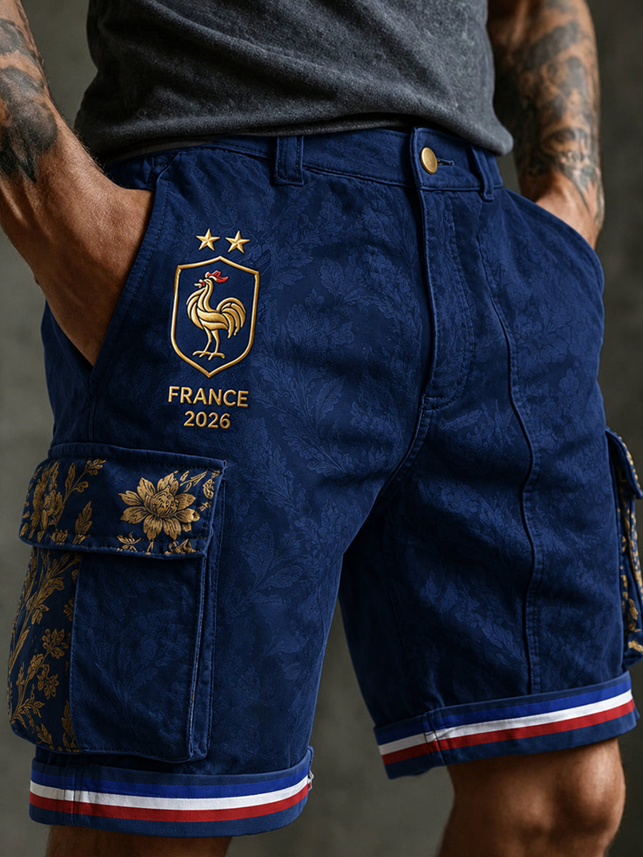Short décontracté France Football Print pour homme