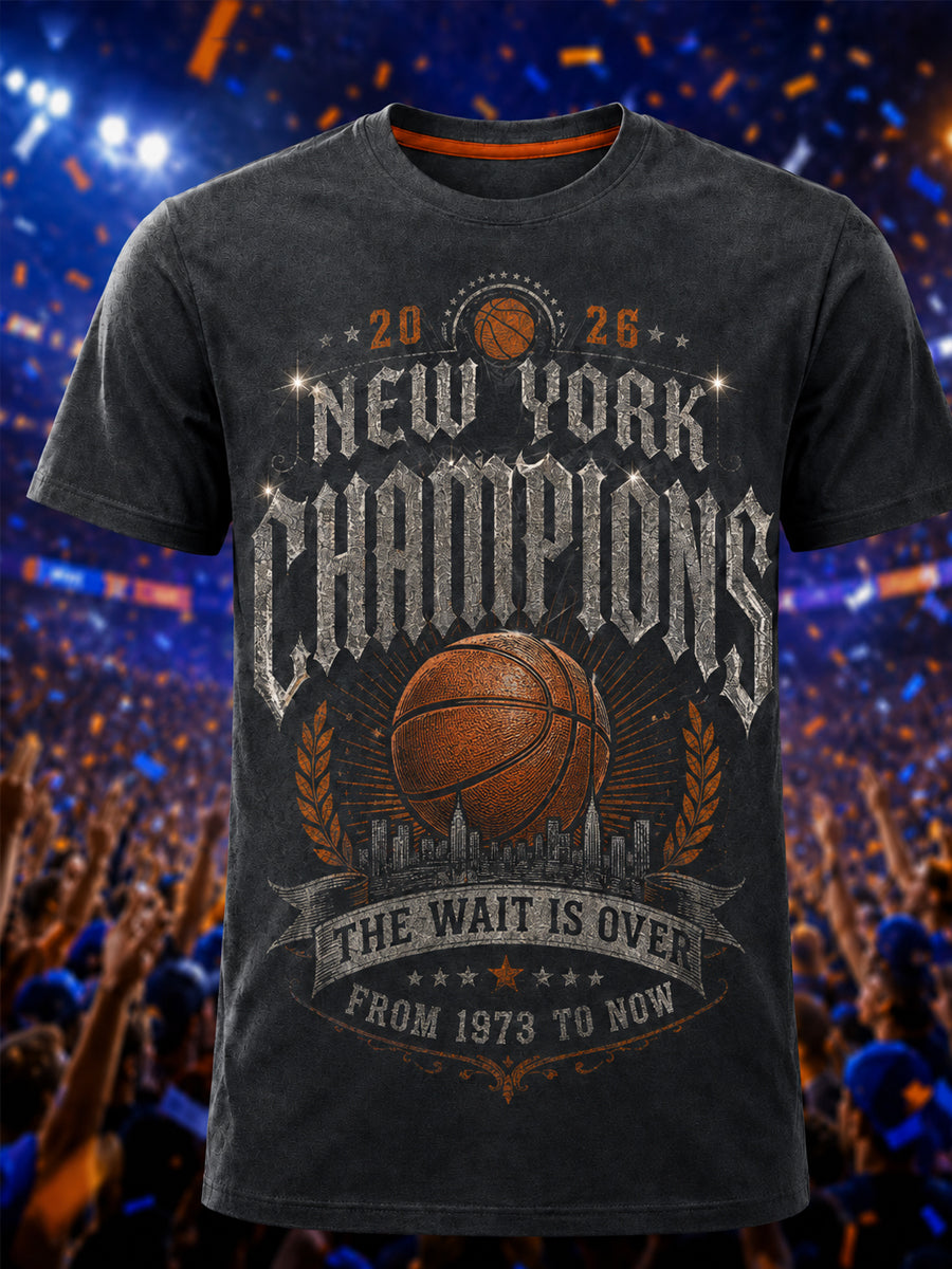 Men's New York Basketball Champions Celebration Print Casual Tee