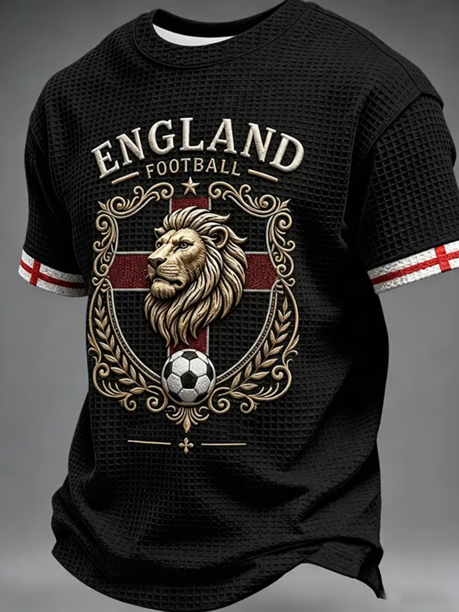 Men's UK Football Lover England Printed Waffle Short Sleeve