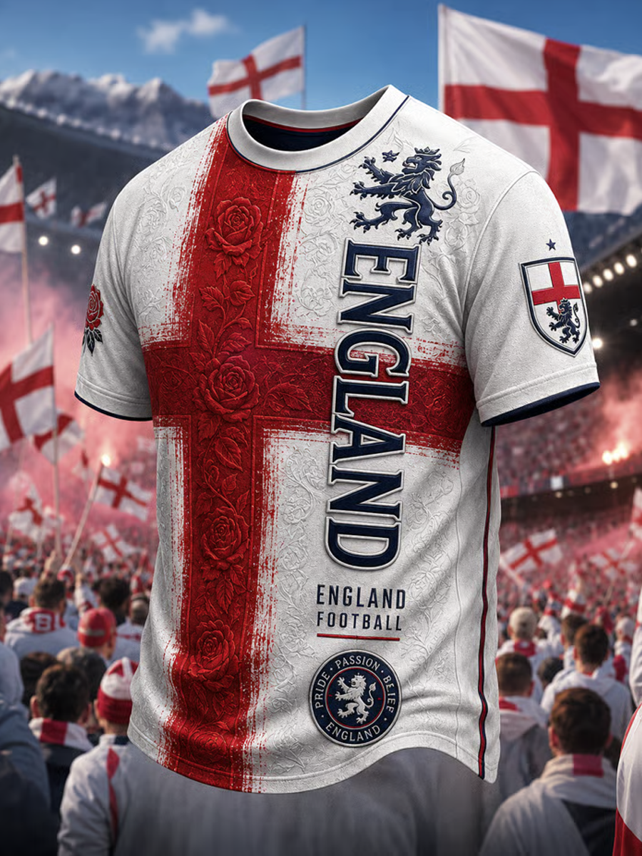 Men's UK Football Lover England Printed short sleeves t-shirt