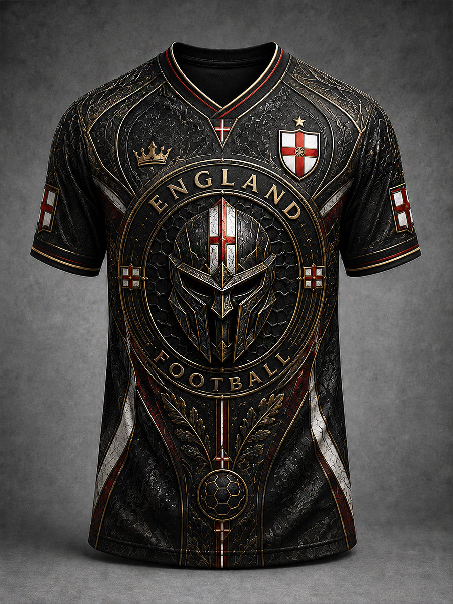 Retro England Football Fan Art Print Casual T-Shirt