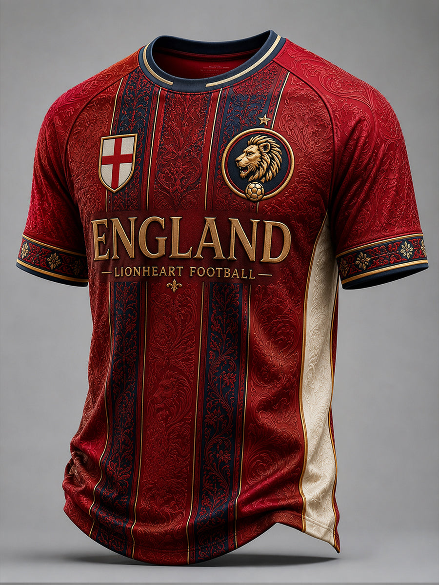 Retro England Football Fan Art Print Casual T-Shirt