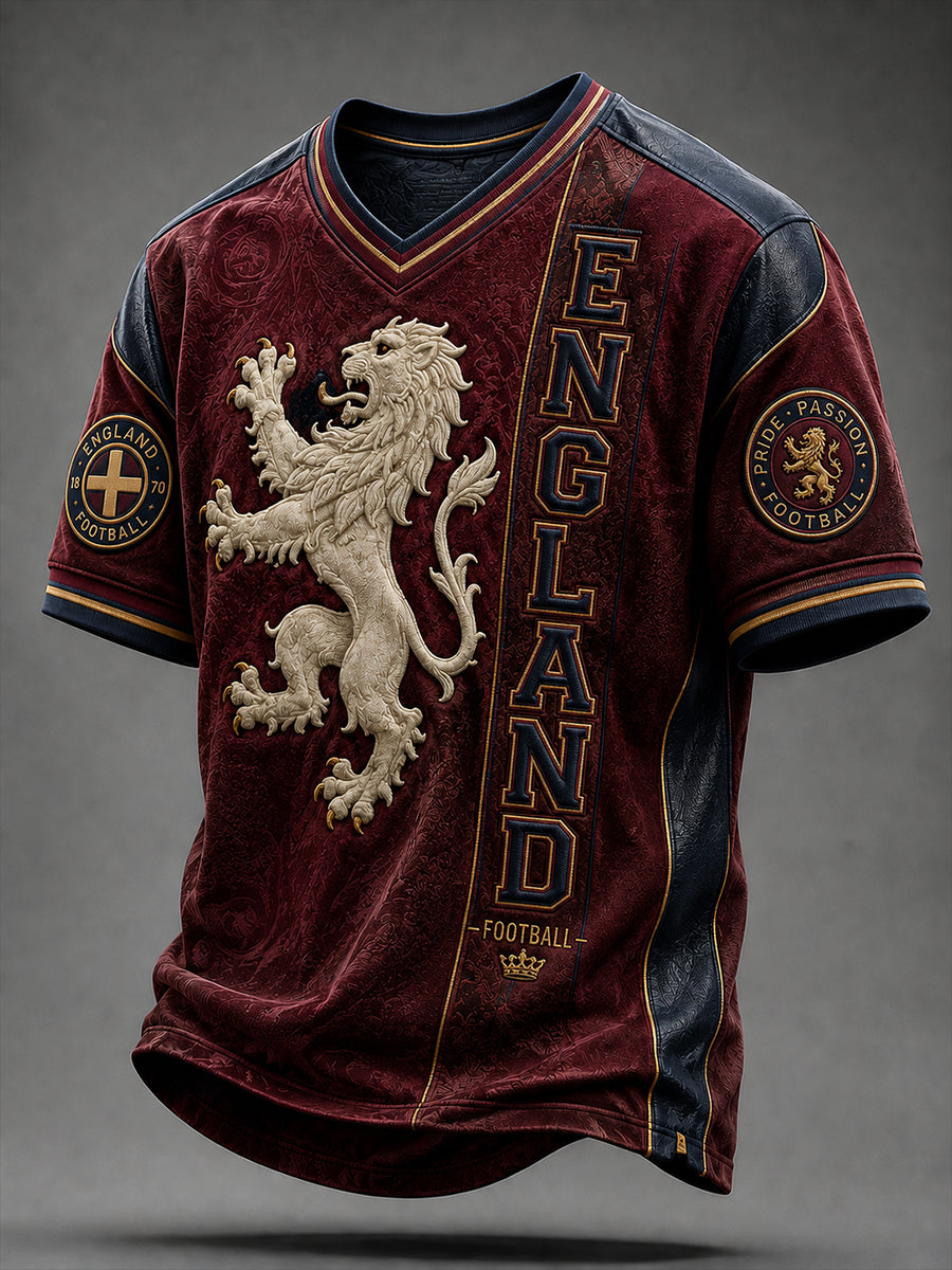Retro England Football Fan Art Print Casual T-Shirt