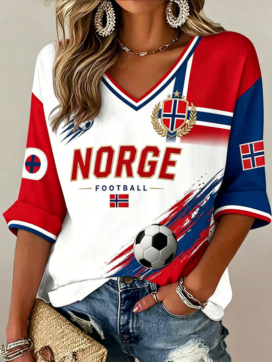 Women's Norwegian Football Match Art Print V-Neck