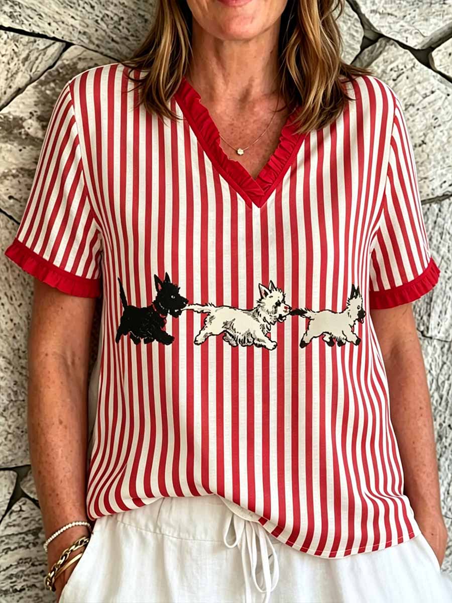 Women’s Fashion Puppy Art Print T-Shirt