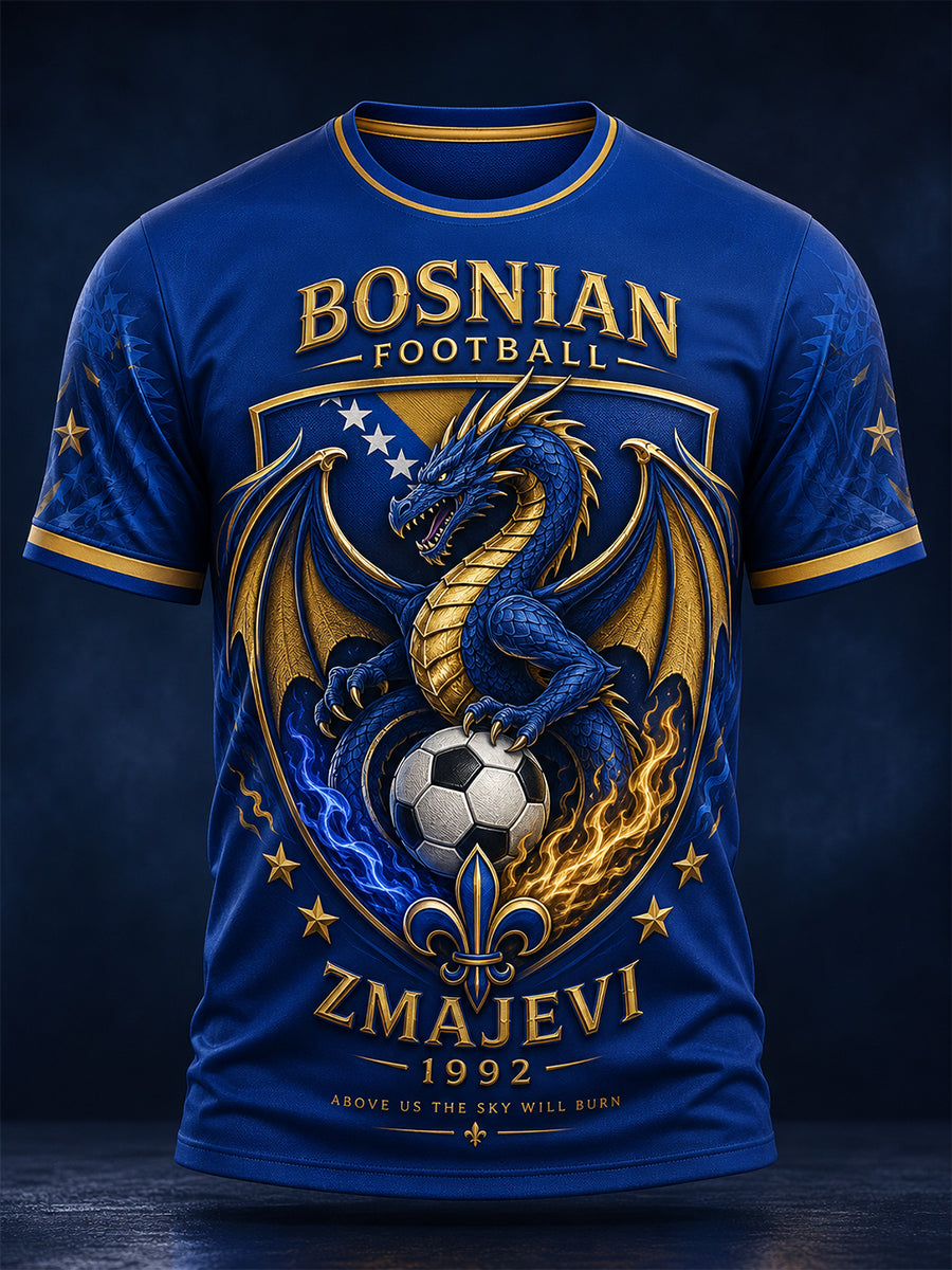 Muška majica s umjetničkom grafikom navijanja na bosanskoj nogometnoj utakmici