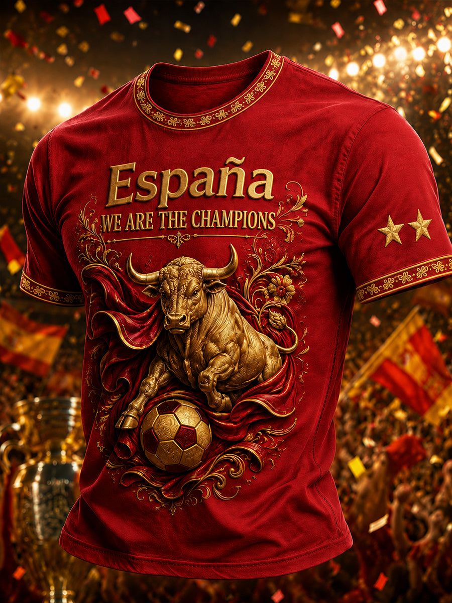 Camiseta estampada de fútbol español para hombre