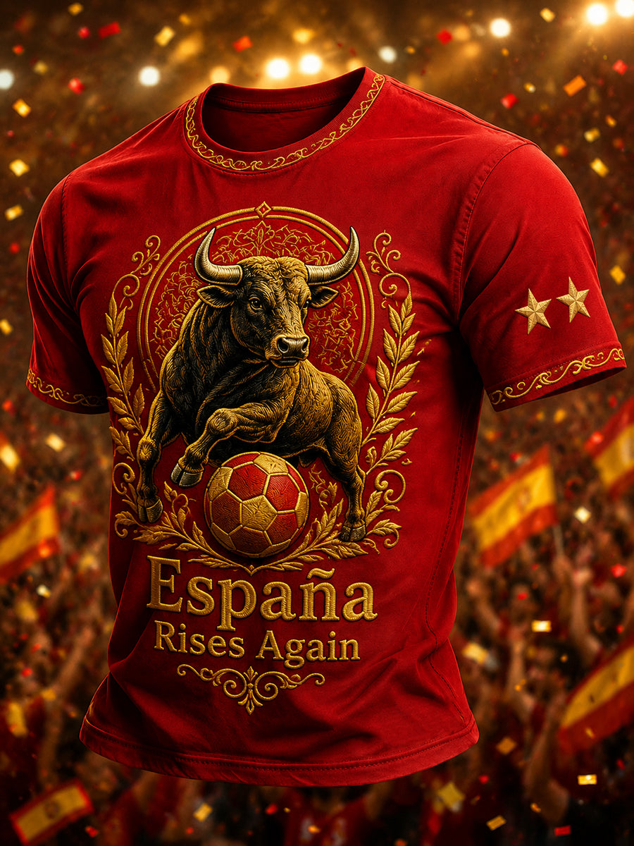 Camiseta estampada de fútbol español para hombre