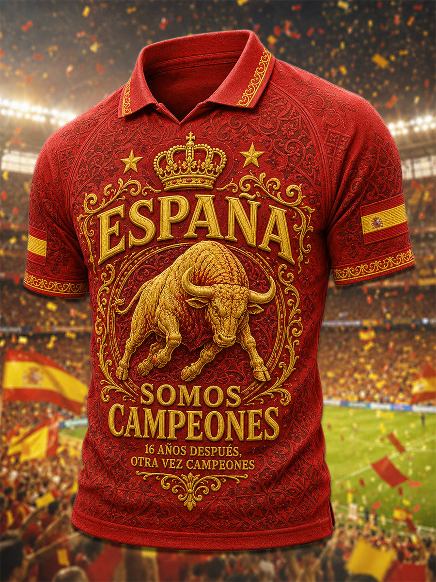 Camiseta casual para hombres con estampado «We Are The Champions 2026»; regalo para aficionados al fútbol en celebración del título de España