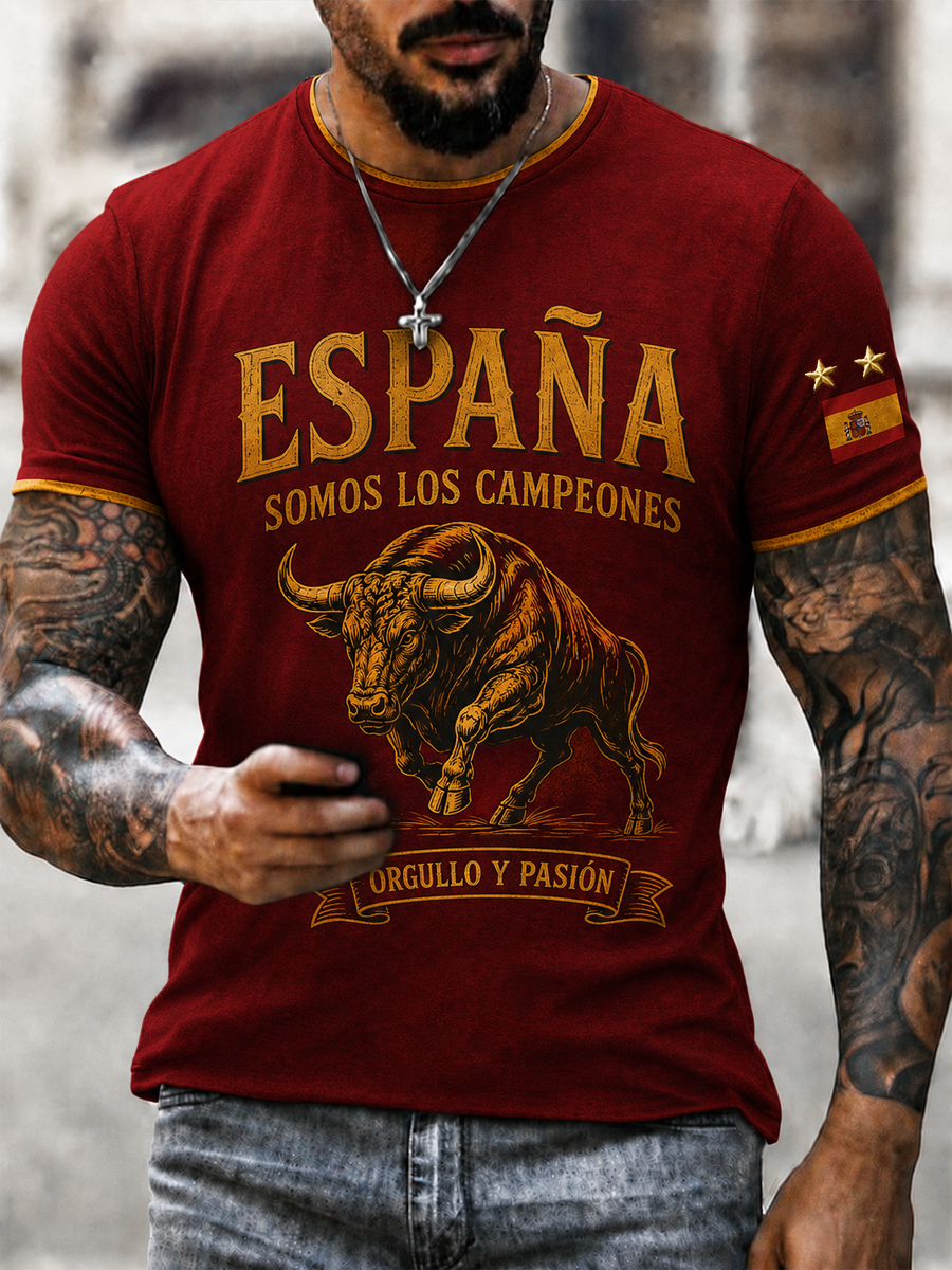 Camiseta de hombre de mangas cortas con estampado Somos los campeones